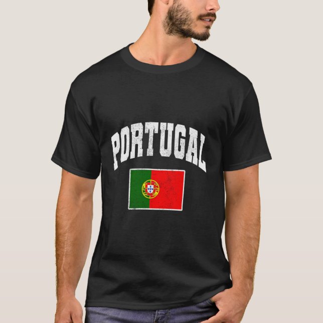 Portugal Flagga Throwback T Shirt (Framsida)