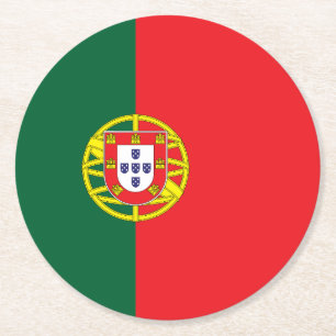 Portugal Flagga Underlägg Papper Rund