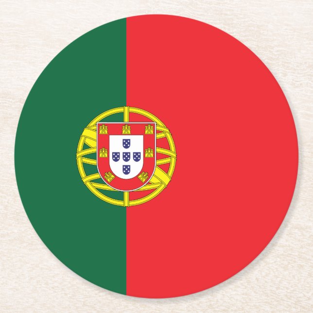 Portugal Flagga Underlägg Papper Rund (Framsidan)