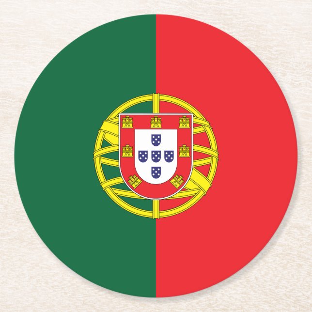 Portugal Flagga Underlägg Papper Rund (Framsidan)