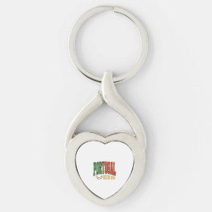 Portugal Fotboll 2026 Fotboll Fet Land Typografi Twisted Heart Silverfärgad Nyckelring