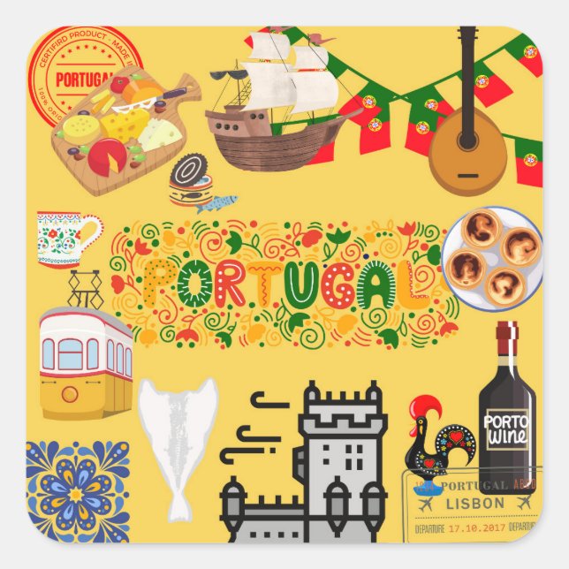 Portugal Fyrkantigt Klistermärke (Framsida)