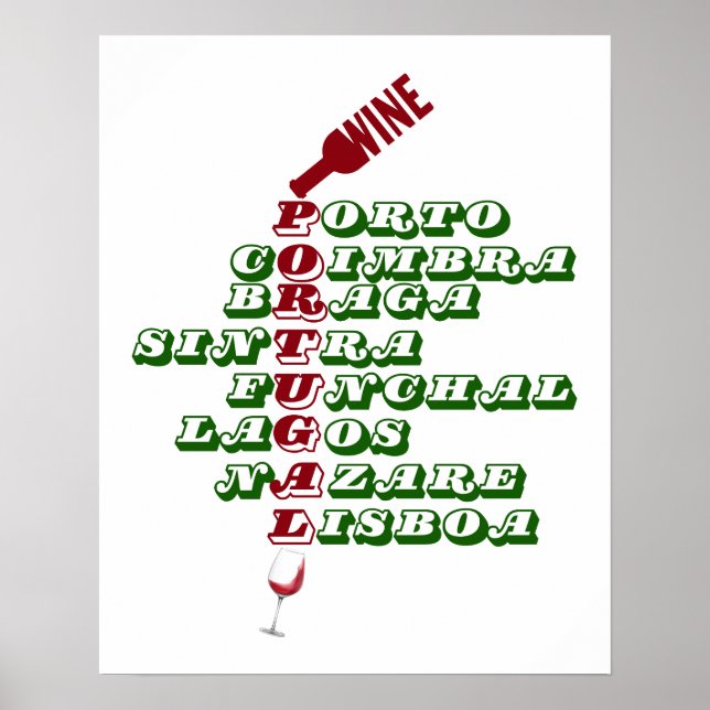Portugal Grönt Red Vin Art Poster (Framsidan)