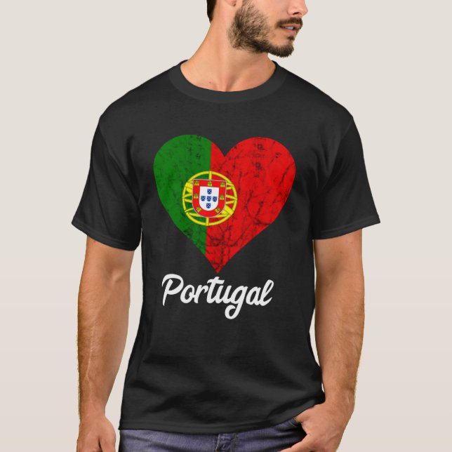 Portugal Heart Portugals Kärlek portugisiska Flagg T Shirt (Framsida)