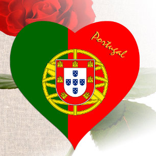 Portugal Hjärtdekal, Patriotisk Portugisisk Flagga Hjärtformat Klistermärke