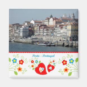Portugal i bilder - Porto City view vid floden Magnet