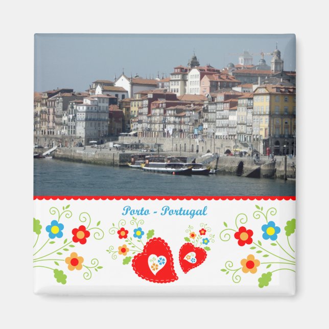 Portugal i bilder - Porto City view vid floden Magnet (Framsidan)