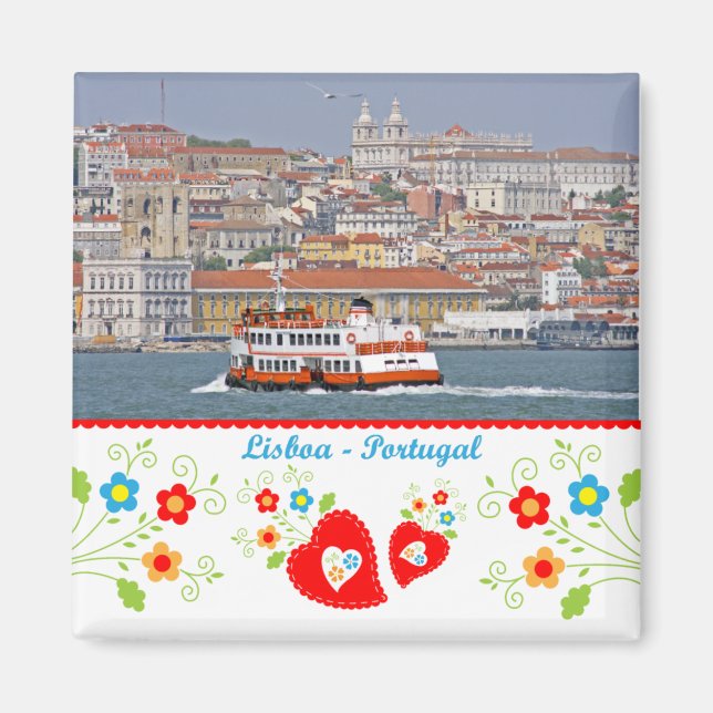 Portugal i bilder - staden Lissabon Magnet (Framsidan)