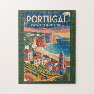 Portugal Iberia Siluett Illustration Resa Konst Pussel