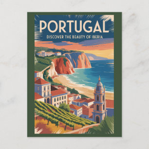 Portugal Iberia Siluett Illustration Resa Konst Vykort