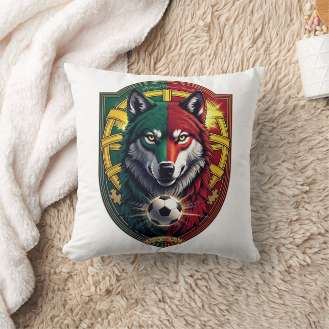 Portugal Iberian Wolf Glory Tee, National  Gift Kudde (Filt)