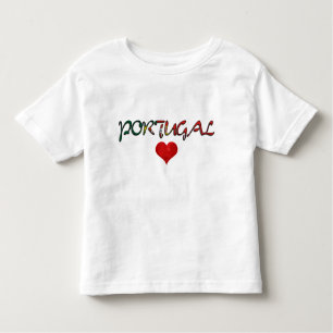 Portugal Kärlek Red Heart Flagga Färg Typografi Tee