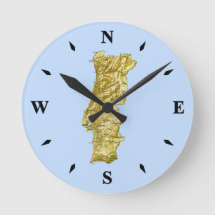 Portugal Karta Clock Rund Klocka