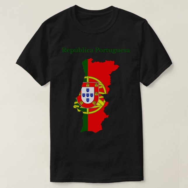 Portugal Karta Flagga T Shirt (Design framsida)