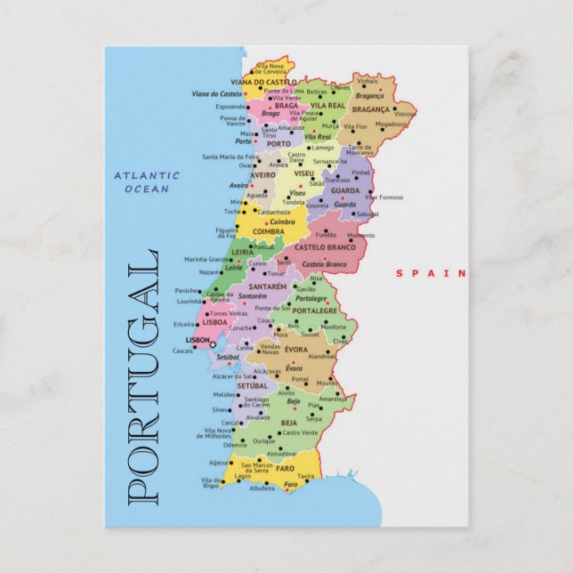 Portugal Karta Vykort (Framsida)