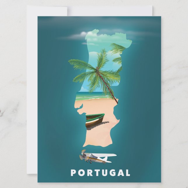 Portugal Kartor resa affisch tryck. Inbjudningar (Framsida)