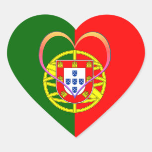 Portugal Klistermärke, Hjärta, kärlek, Portugisisk Hjärtformat Klistermärke