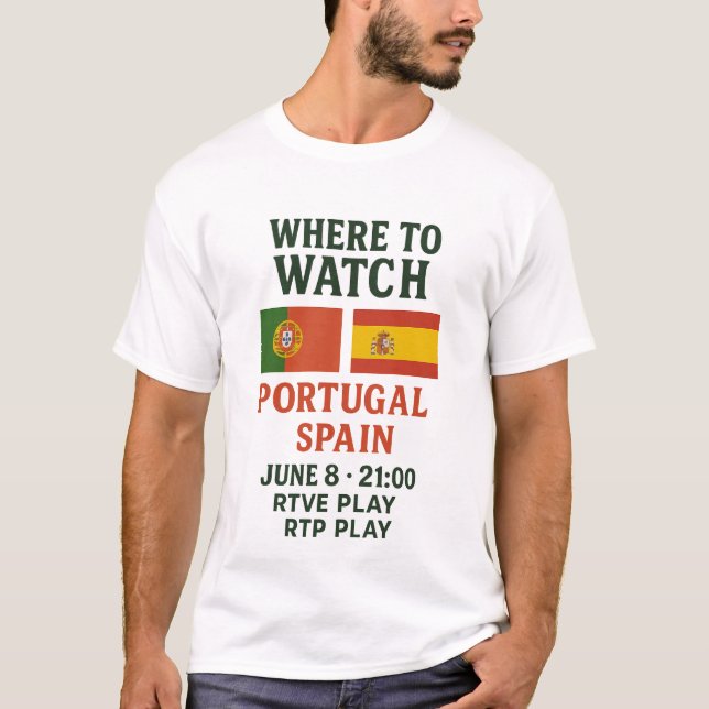 Portugal kontra Spanien Match Day Fläkt Shirt T Shirt (Framsida)