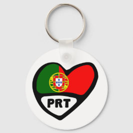 Portugal Land Code Flagga Heart Nyckelring, PRT Nyckelring