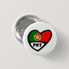 Portugal Land Code Flagga Heart Pin Badge, PRT Knapp