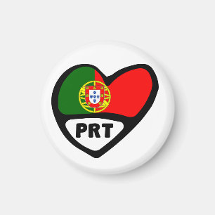 Portugal Land Code Flagga Heart, PRT Magnet