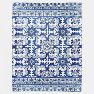 Portugal Lissabon Azulejo Tile Mönster Winter Fleecefilt