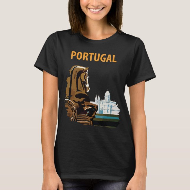Portugal Lissabon Belem-tornet Golden Travel T Shirt (Framsida)