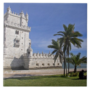 Portugal, Lissabon. Belem Tower, ett världsarv i L Kakelplatta
