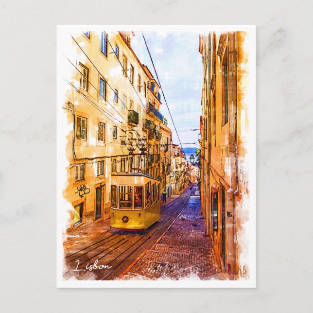 Portugal, Lissabon, Cable Car Vykort (Framsida)