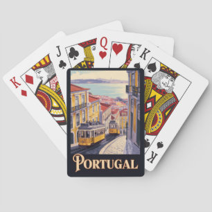Portugal Lissabon Siluett Illustration Resa Konst Casinokort