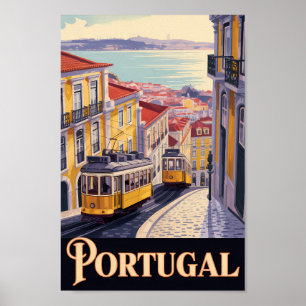 Portugal Lissabon Siluett Illustration Resa Konst Poster
