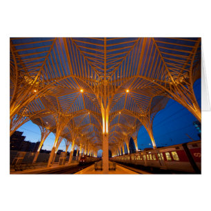 Portugal, Lissabon. Vy över modern station Hälsningskort