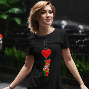 Portugal Lodrät I Kärlek Portugisiska Flagga Kvinn T Shirt