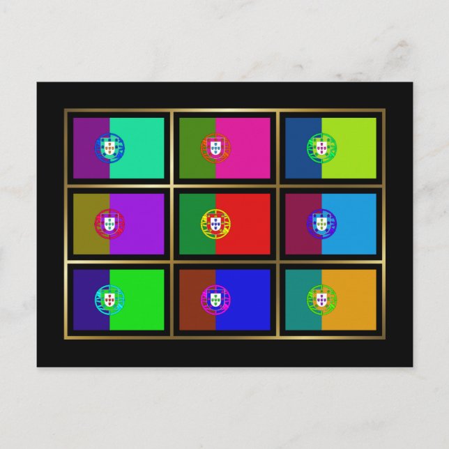 Portugal Multihue Flaggor vykort (Framsida)