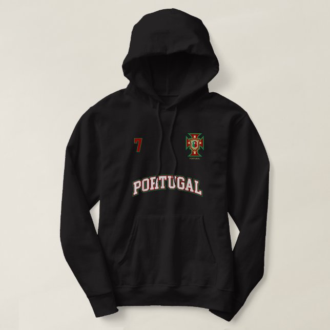 Portugal nummer 7 Fotbolls-lag Sports Portugal F Hoodie (Design framsida)