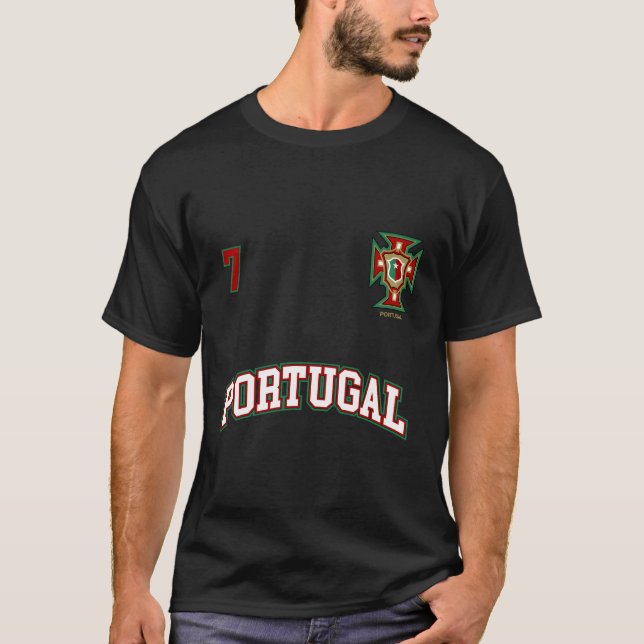 Portugal nummer 7 Fotbolls-lag Sports Portuguesa F T Shirt (Framsida)
