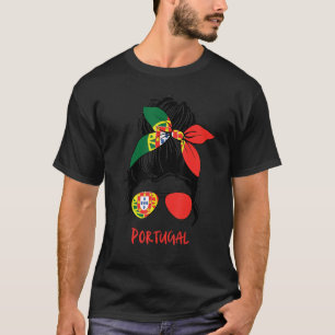 Portugal Ocer Flagga Messy Bun T Shirt