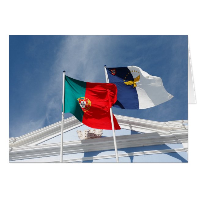 Portugal och Azorerna flaggor Hälsningskort (Framsidan Horizontal)