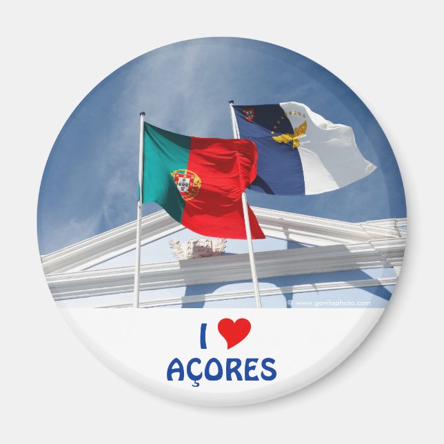 Portugal och Azorerna flaggor Magnet (Framsidan)
