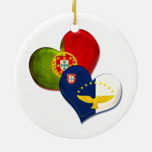 Portugal och Azorernas hjärtan Julgransprydnad Keramik