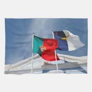 Portugal och Azores flaggor Kökshandduk