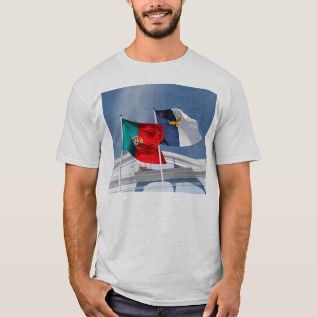 Portugal och Azores flaggor T Shirt (Framsida)