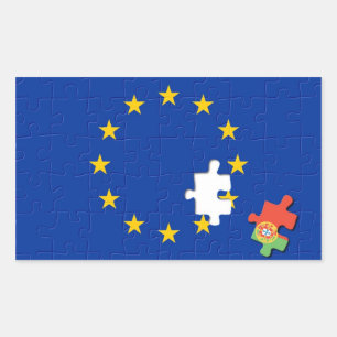 Portugal och Europeiska unionen Rektangulärt Klistermärke
