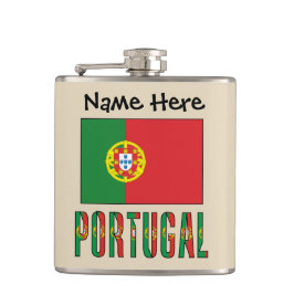 Portugal och Portugisisk Flagga med Ditt Namn Fickplunta