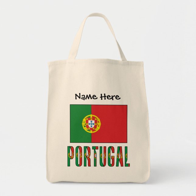 Portugal och portugisiska Flagga med ditt namn Tygkasse (Framsidan)