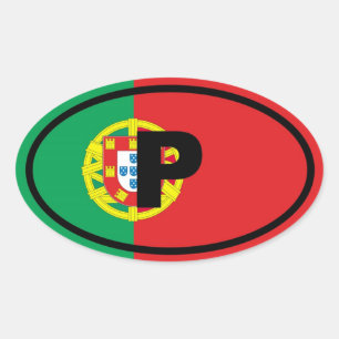 Portugal P Europeiska Ovalt Klistermärke
