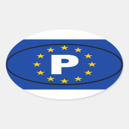 Portugal P Europeiska unionen Ovalt Klistermärke