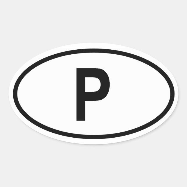 Portugal ’P’ Ovalt Klistermärke (Framsida)