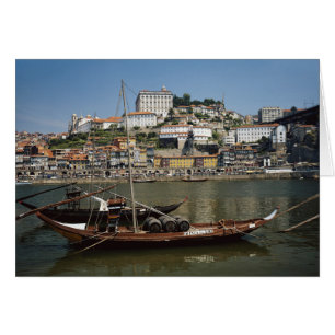 Portugal, Porto, Båt med vintunnor Hälsningskort