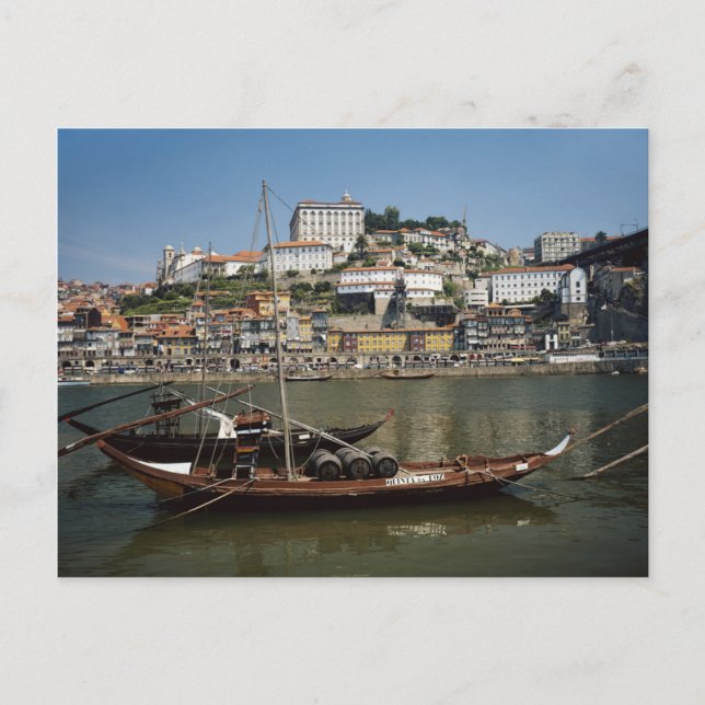 Portugal, Porto, Båt med vintunnor Vykort (Framsida)